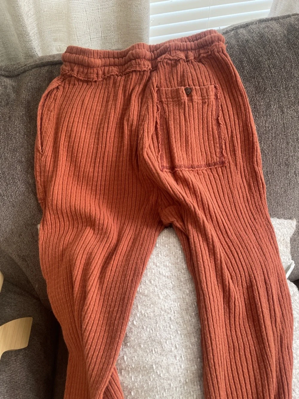 Free People Ribbed Lounge Pants — Rust - Picture 3 of 3